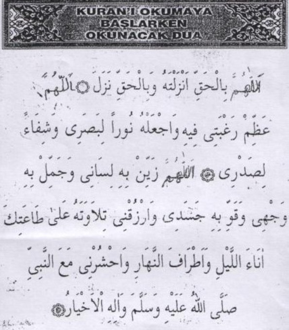 Kur'an-ı Kerin okumaya başlamadan önce hangi dua yapılır?